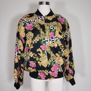 💥CLOSING SALE💥 Vintage Silk Floral Royal Bomber
